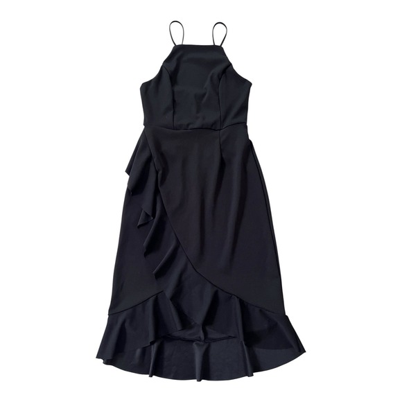 emory park Dresses & Skirts - Francescas EMORY PARK Halter Dress Black Side Ruffle Spaghetti Strap Small